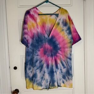 Custom wave Tie-Dye V-Neck Women's romper size XL